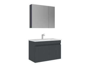 Wastafelmeubel met spiegel (2-delig) "Tivoli 85" - 85 x 45 x 57 cm - Mat antraciet