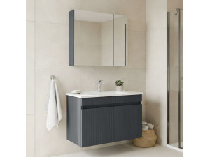 Wastafelmeubel met spiegel (2-delig) "Tivoli 85" - 85 x 45 x 57 cm - Mat antraciet 2