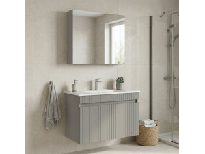 Wastafelmeubel met spiegel (2-delig) "Tivoli 85" - 85 x 45 x 57 cm - Mat Cashmere 2