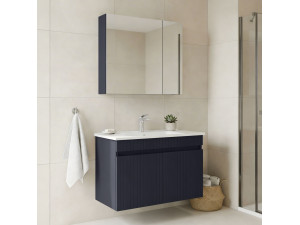 Wastafelmeubel met spiegel (2-delig) "Tivoli 85" - 85 x 45 x 57 cm - Mat marineblauw 2