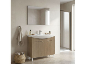 Wastafelmeubel met spiegel (2-delig) "Purus 100" - 100 x 50 x 83 cm - Eiken 2