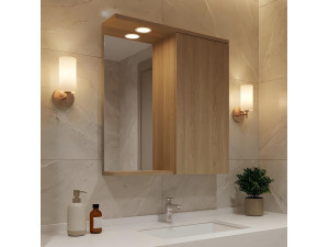 Badkamermeubel met spiegel "Purus 65" - 63 x 18 x 68 cm - Sonomo Oak 2