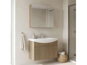 Wastafelmeubel met spiegel (2-delig) "Purus 80" - 80 x 50 x 58 cm - Eiken 2