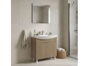 Wastafelmeubel met spiegel (2-delig) "Purus 80" - 80 x 50 x 83 cm - Eiken 2