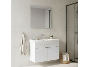 Wastafelmeubel met spiegel (2-delig) "Purus 80" - 80 x 50 x 58 cm - Wit 2