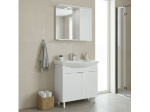 Wastafelmeubel met spiegel (2-delig) "Purus 80" - 80 x 50 x 83 cm - Wit 2