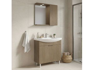 Wastafelmeubel met spiegel (2-delig) "Purus 80" - 80 x 50 x 83 cm - Eiken 2