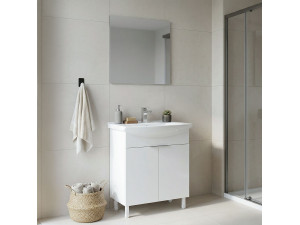 Wastafelmeubel met spiegel (2-delig) "Purus 80" - 80 x 50 x 83 cm - Wit 2
