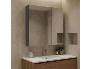 Badkamermeubel met spiegel "Purus Desna 60" - 60 x 16 x 66 cm - Mat antraciet 2