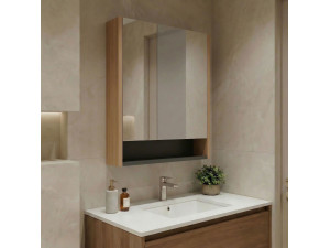 Badkamermeubel met spiegel "Ricato 60" - 60 x 16 x 78 cm - Walnoot 2