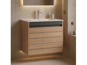 Wastafelmeubel "Ricato 80" - 81 x 47 x 62 cm - Walnoot 2