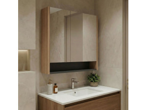 Badkamermeubel met spiegel "Ricato 80" - 80 x 16 x 78 cm - Walnoot 2
