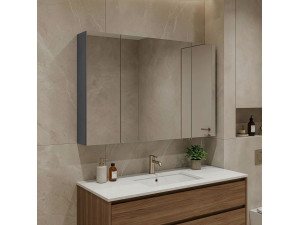 Badkamermeubel met spiegel "Side 100" - 100 x 16 x 66 cm - Mat antraciet 2