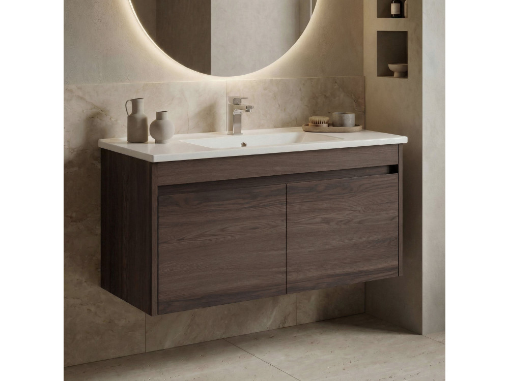 Wastafelmeubel "Side 100 v3" - 100 x 45 x 52 cm - Dark Walnut