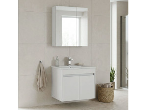 Wastafelmeubel met spiegel (2-delig) "Side 65 v2" - 65 x 45 x 52 cm - Matwit 2