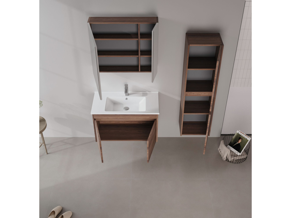 Wastafelmeubel "Side 85 v2" - 85 x 45 x 52 cm - Dark Walnut