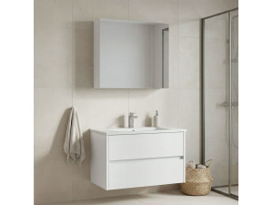 Wastafelmeubel met spiegel (2-delig) "Side 85 v2" - 85 x 45 x 52 cm - Matwit 2