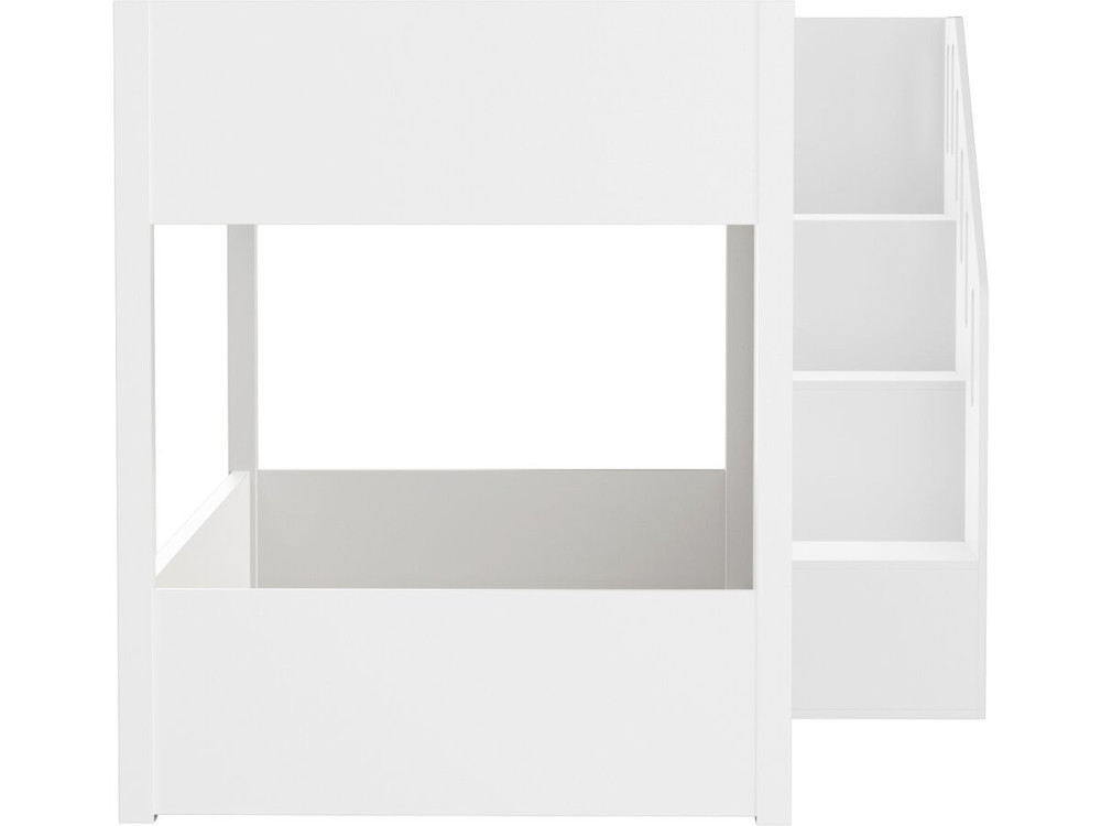 Houten stapelbed met trap en opbergruimte "Léana" - 90 x 190 cm - Wit