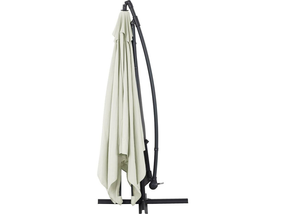 Parasol vrijhangend tuin zweefparasol Aluminium "Ilios 3" - Vierkant - 3 x 3 m - Ecru - Inclusief parasolvoet tegel / parasolteg