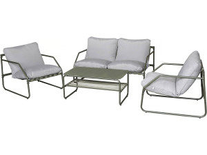 Metalen tuinset "Sora" met kussens - 4 zits - Groen