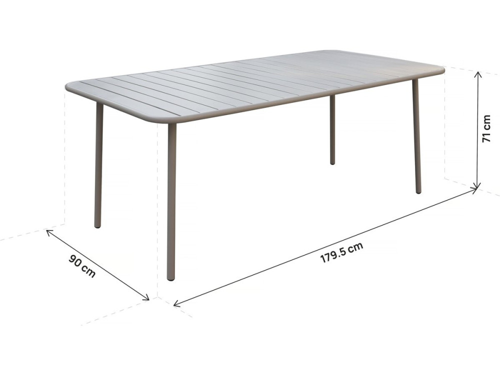 Metalen tuintafel "Bilbao" - 180 x 90 x 71 cm - Taupe