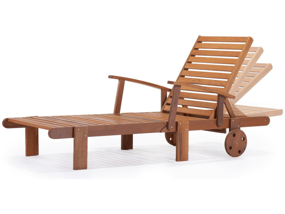 Ligbed tuin ligstoel verstelbaar tropisch hout "Tokyo" - Maple - Lichtbruin - Set 2 stuks