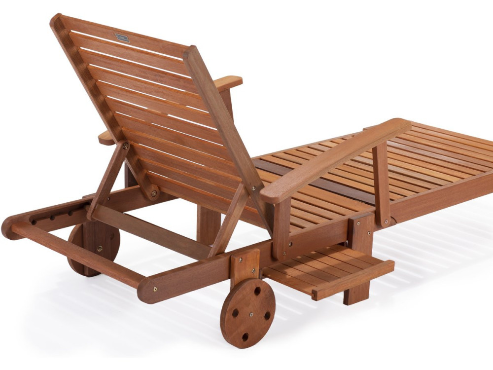 Ligbed tuin ligstoel verstelbaar tropisch hout "Tokyo" - Maple - Lichtbruin - Set 2 stuks