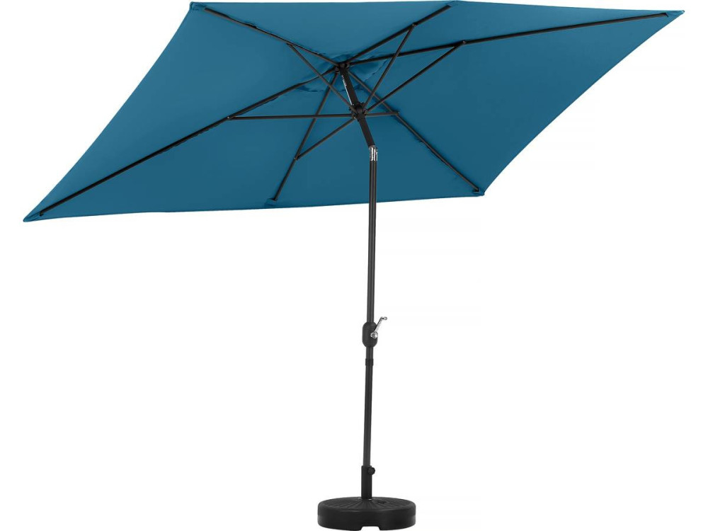 Parasol tuin tuinparasol "Sol 2" - Rechthoekig - 2 x 3 m - Blauw + inclusief parasolvoet tegel / parasoltegels