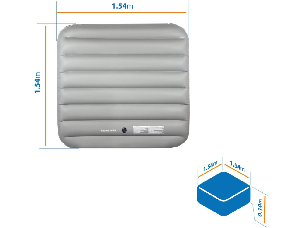 Cover opblaasbare afdekking voor jacuzzi spa - 111 x 113 cm - Grijs