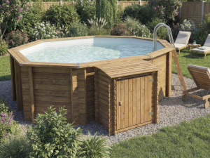 Keny" zwembadfilterkast in behandeld hout - 120 x 95 x 126 cm 2