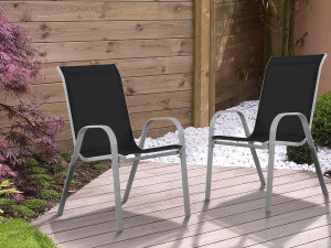 Tuinstoel "Cordoba" stoel fauteuil outdoor textileen - Phoenix - Zwart - Set 2 stuks 2