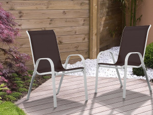 Tuinstoel "Cordoba" stoel fauteuil outdoor textileen - Phoenix - Taupe - grijs bruin - Set 2 stuks 2