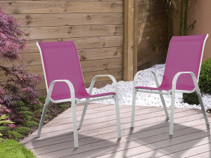 Tuinstoel "Cordoba" stoel fauteuil outdoor textileen - Phoenix - Rose - Set 2 stuks 2