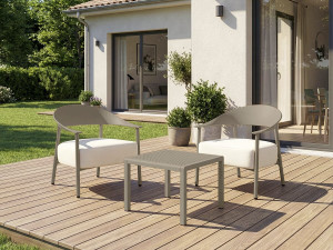 Set van 2 "Céora" tuinstoelen van kunststof en metaal - Taupe 2