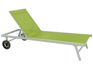 Ligbed tuin ligstoel met wielen aluminium textileen "Bella" - Groen