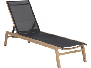 Elysia" aluminium ligstoel met houteffect - Zwart