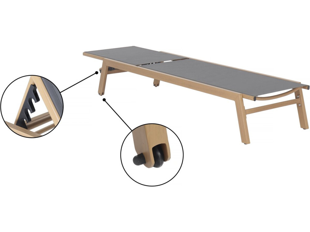 Set van 2 "Elysia" aluminium ligstoelen met imitatiehout - Grijs