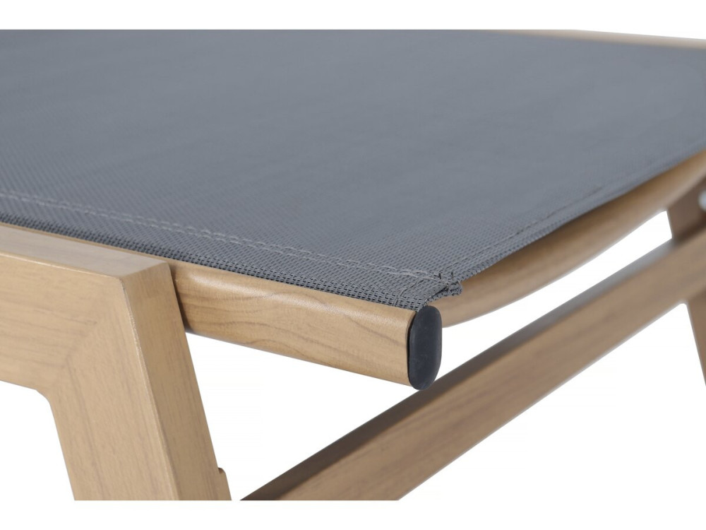 Set van 2 "Elysia" aluminium ligstoelen met imitatiehout - Grijs