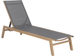Elysia" aluminium ligstoel met houteffect - Grijs