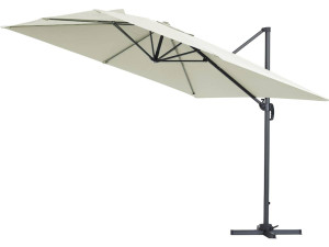 Parasol vrijhangend tuin zweefparasol Aluminium "Sun 3" - Vierkant - 3 x 3 m - Ecru - Inclusief parasolvoet tegel / parasoltegel 2