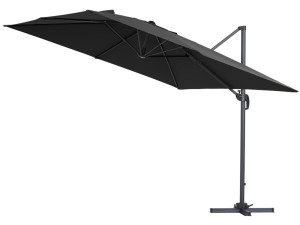 Parasol vrijhangend tuin zweefparasol Aluminium "Sun 3" - Vierkant - 3 x 3 m - Zwart - Inclusief parasolvoet tegel / parasoltege 2