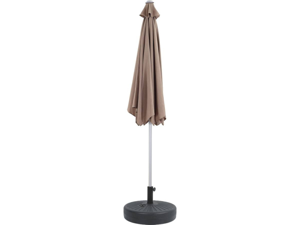 Parasol tuin tuinparasol recht aluminium "Sol" - Rond - Ø 3m - Taupe - grijs bruin - Met parasolvoet voor parasoltegels