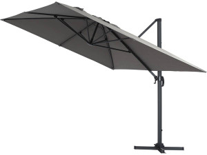 Parasol vrijhangend tuin zweefparasol Aluminium "Sun 4" - Rechthoekig - 3 x 4 m + beschermhoes - Grijs 2