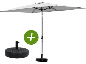 Parasol tuin tuinparasol "Sol 2" - Rechthoekig - 2 x 3 m - Grijs + inclusief parasolvoet tegel / parasoltegels