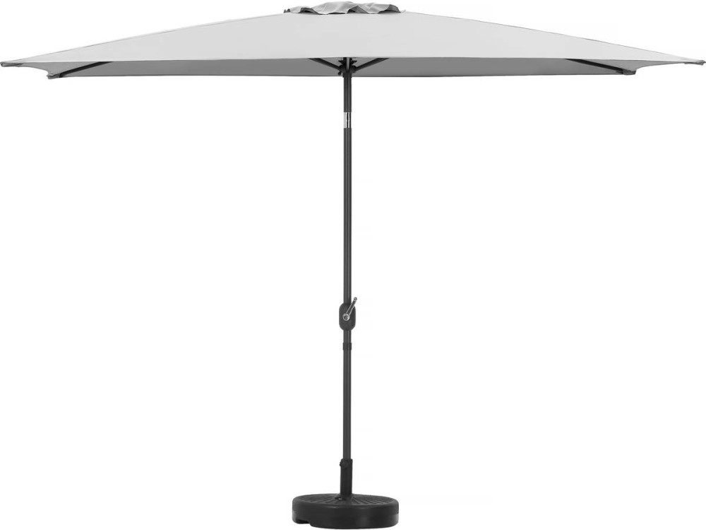 Parasol tuin tuinparasol "Sol 2" - Rechthoekig - 2 x 3 m - Grijs + inclusief parasolvoet tegel / parasoltegels