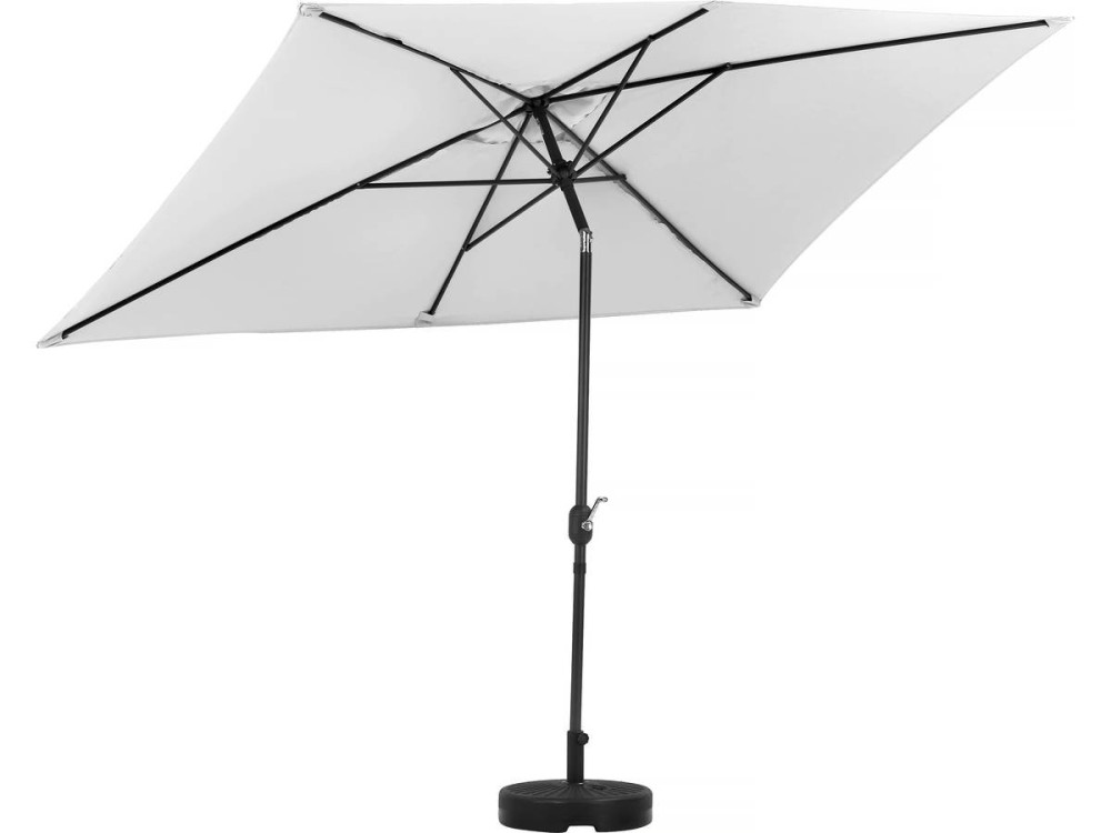 Parasol tuin tuinparasol "Sol 2" - Rechthoekig - 2 x 3 m - Grijs + inclusief parasolvoet tegel / parasoltegels