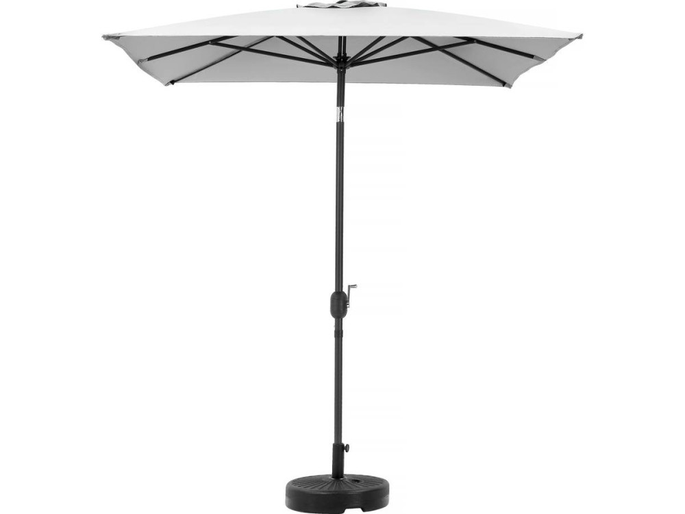Parasol tuin tuinparasol "Sol 2" - Rechthoekig - 2 x 3 m - Grijs + inclusief parasolvoet tegel / parasoltegels