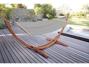 Hangmat met houten onderstel katoenen doek "Dallas" - 3 m - Grijs 2