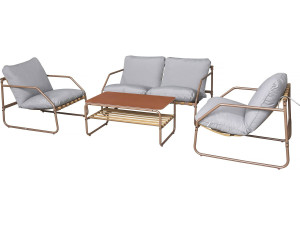Metalen tuinset "Sora" met kussens - 4 zits - Terracotta