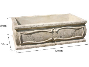 Grote "Verone" plantenbak - steen - 50 x 100 x 30 cm 2
